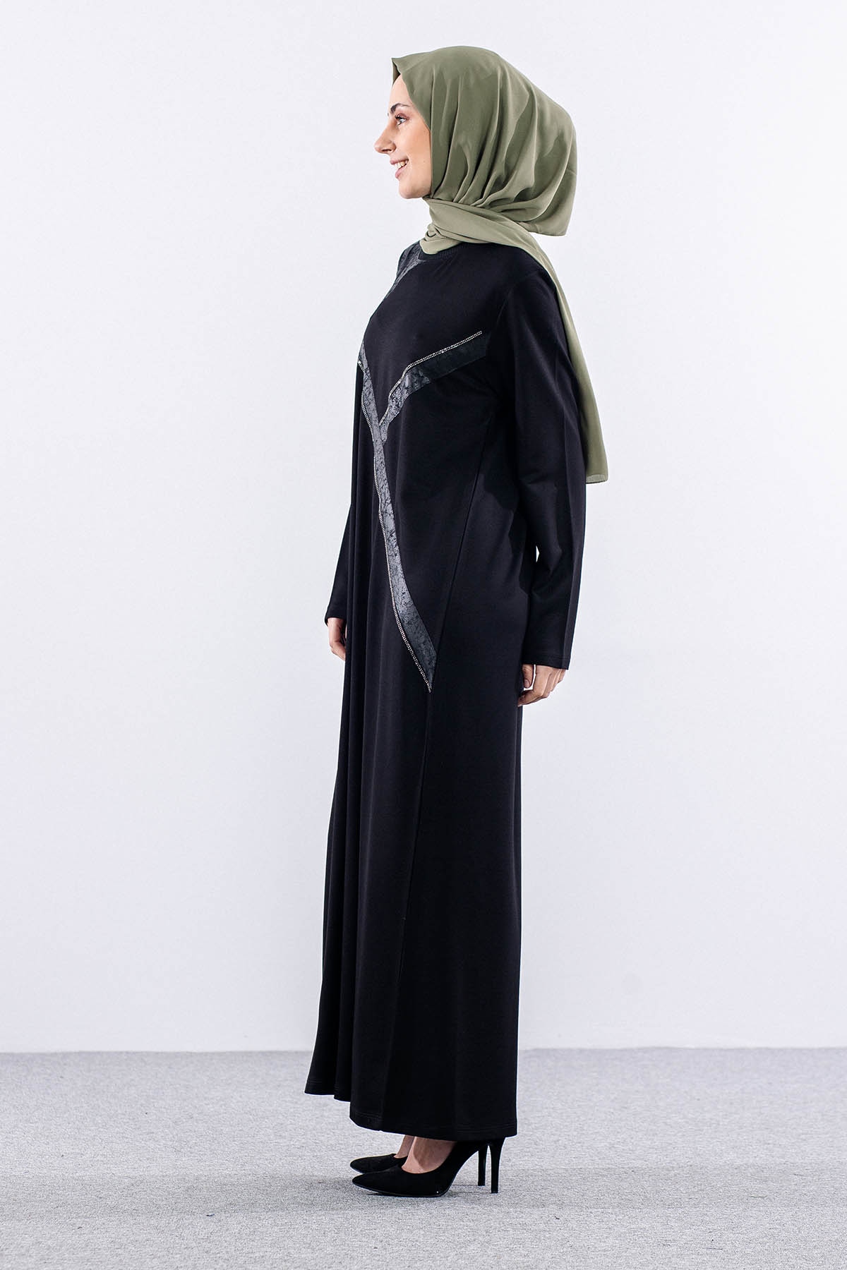 24243 Elbise 44-46-48 çapraztas - Siyah - 4