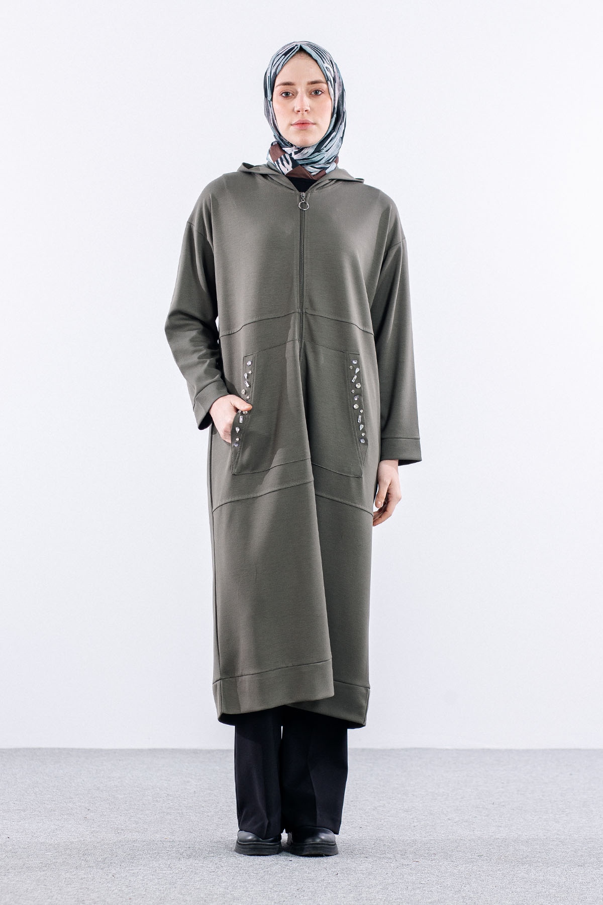 24258 şik Kap 44-46-48 - Haki - 1