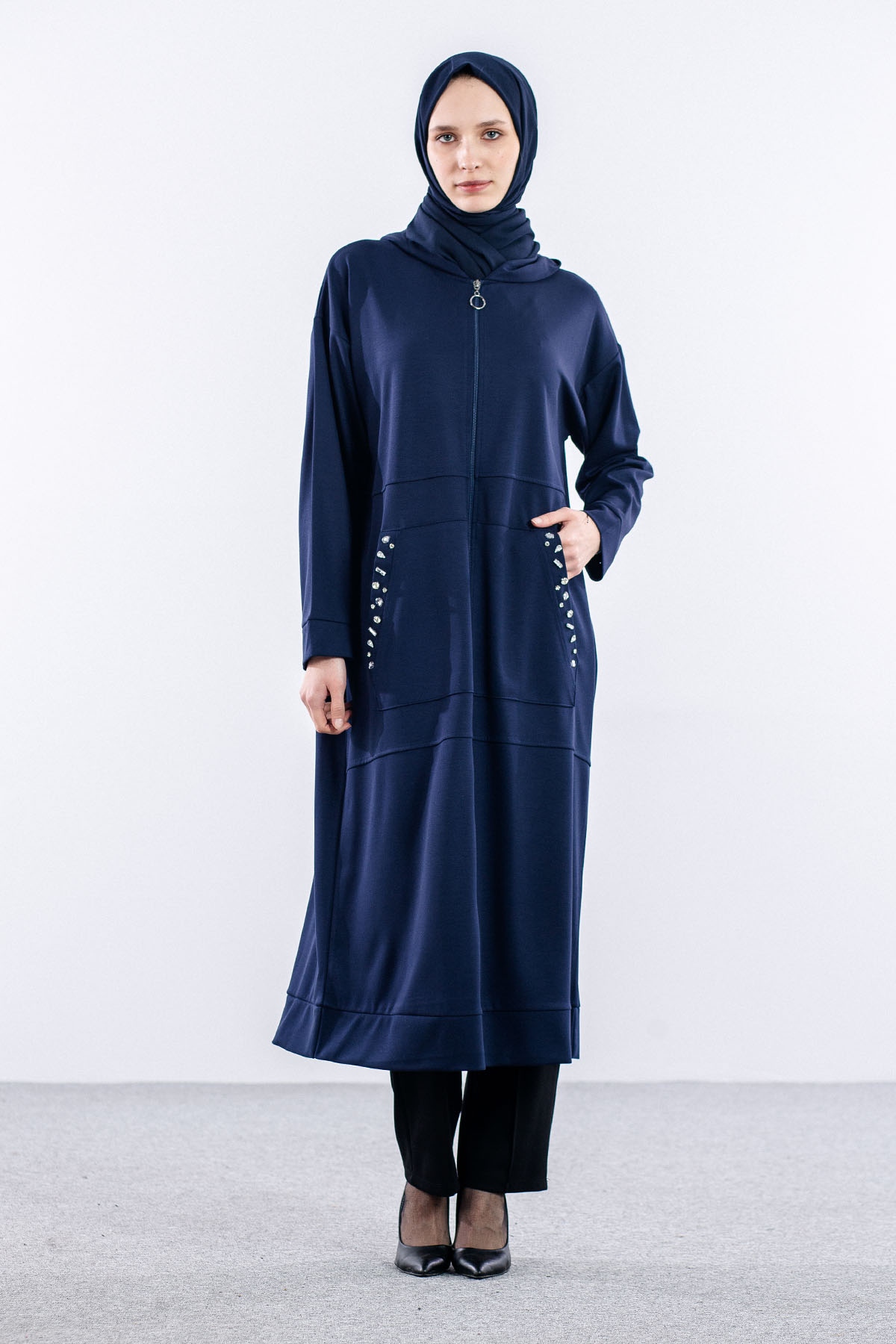 24258 şik Kap 44-46-48 - Lacivert - 1