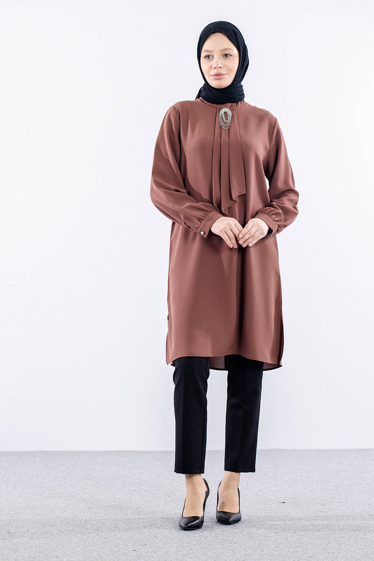 2428 Tunik 42-48 Kravat - Kiremit - 1