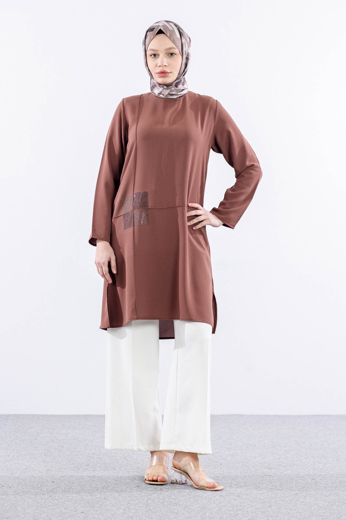 2429 Tunik 42-48 Kare - Kiremit - 1