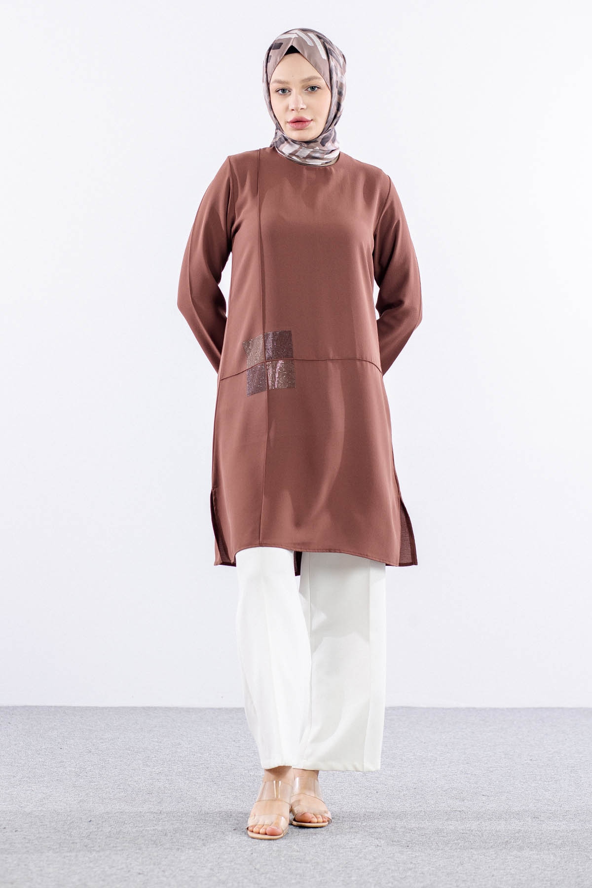 2429 Tunik 42-48 Kare - Kiremit - 2