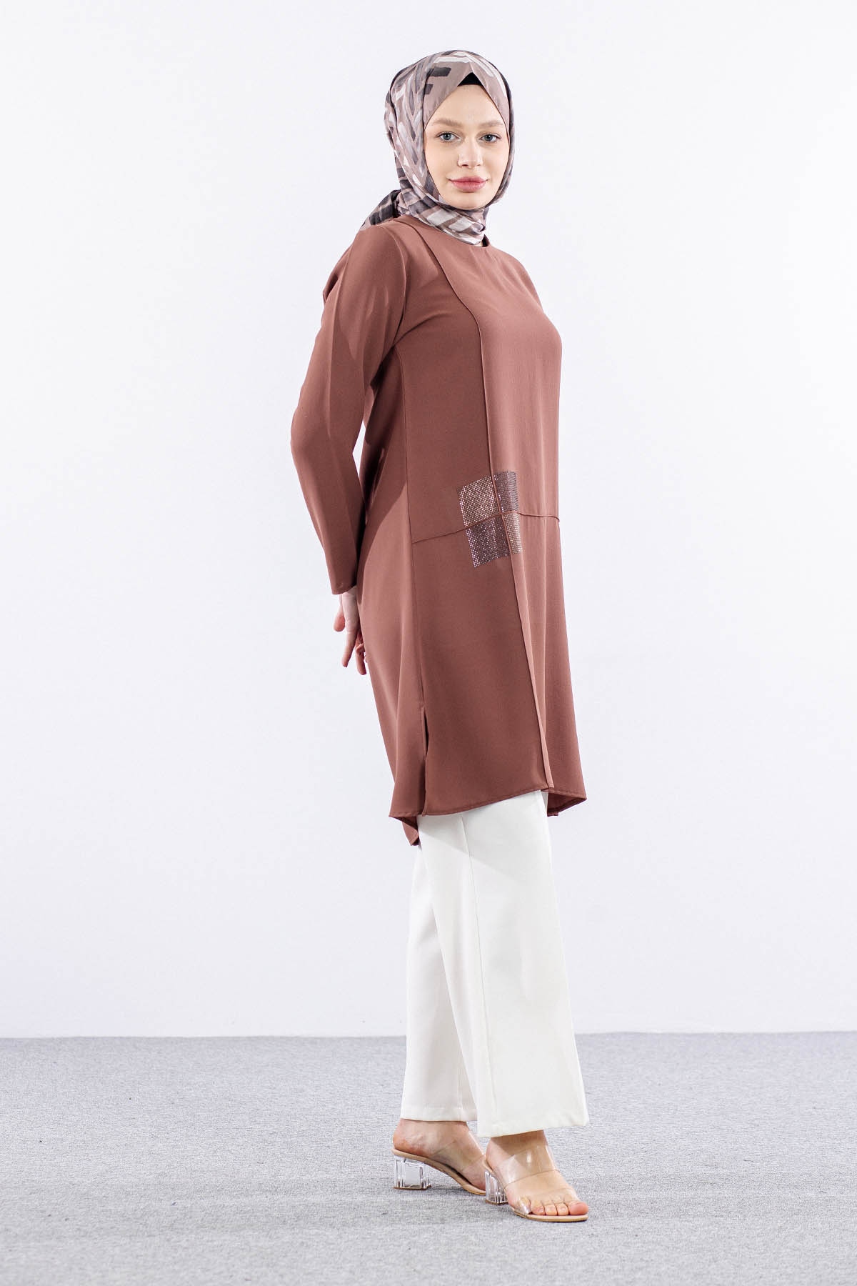 2429 Tunik 42-48 Kare - Kiremit - 4