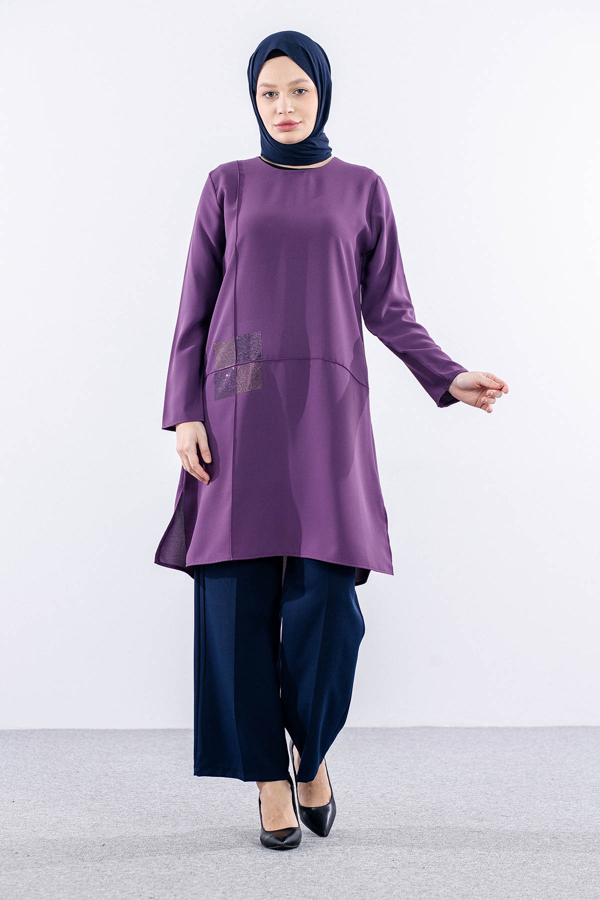 2429 Tunik 42-48 Kare - Lila - 2