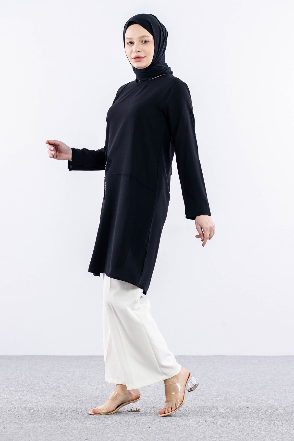 2429 Tunik 42-48 Kare - Siyah - 3