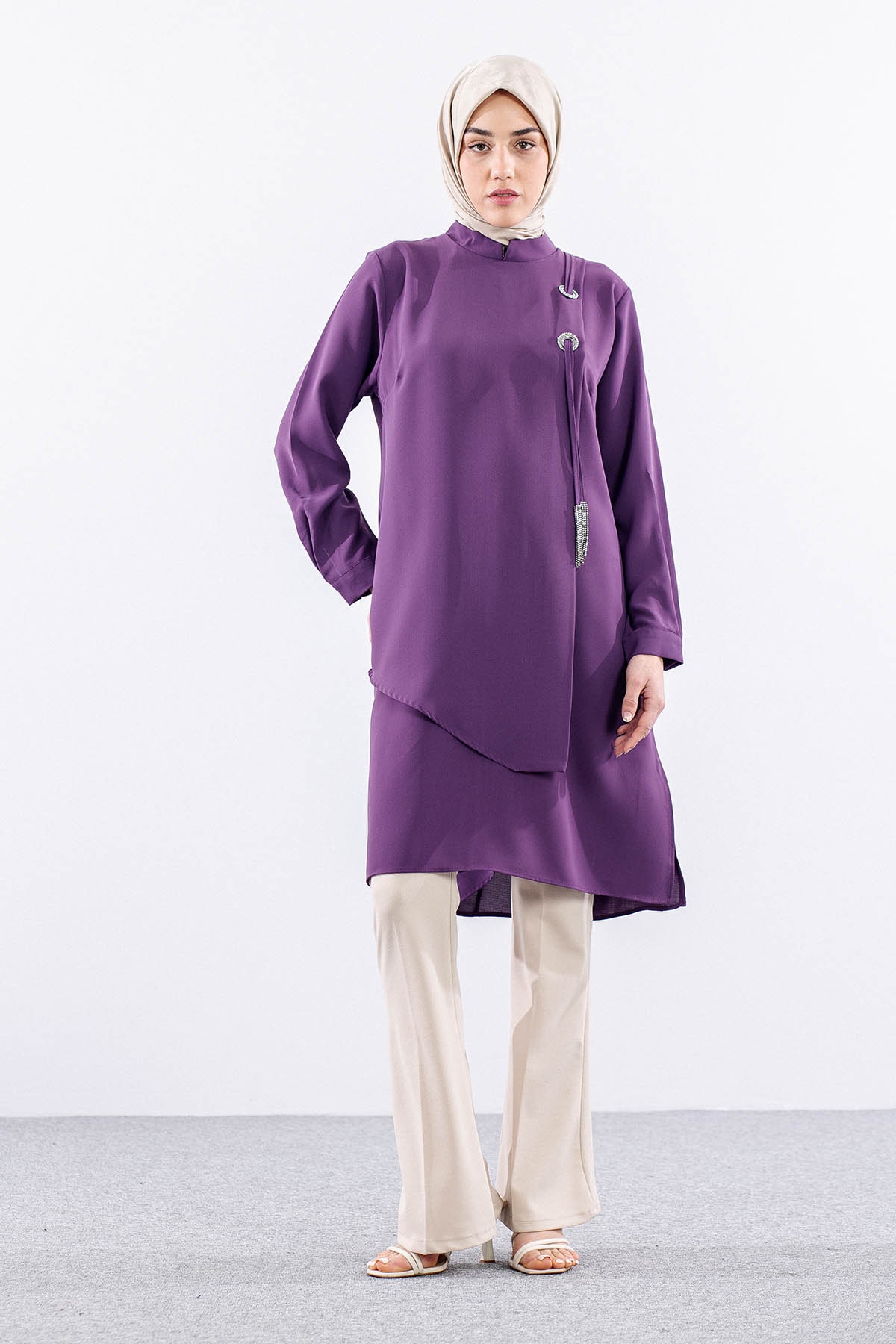 2430 Tunik 42-48 Kusgozu - Lila - 1