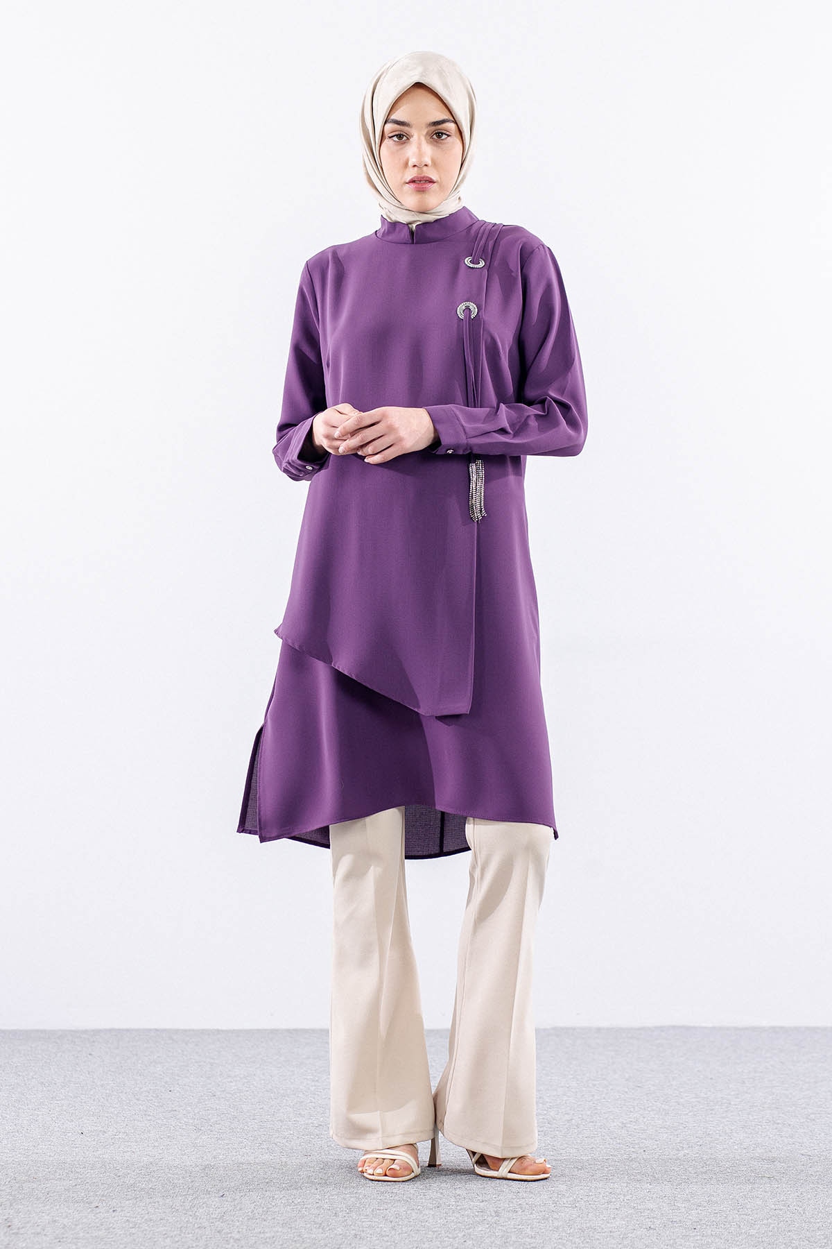 2430 Tunik 42-48 Kusgozu - Lila - 2