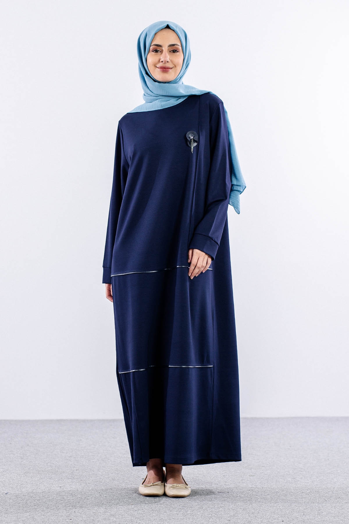 24305 Elbise 44-46-48 - Lacivert - 1