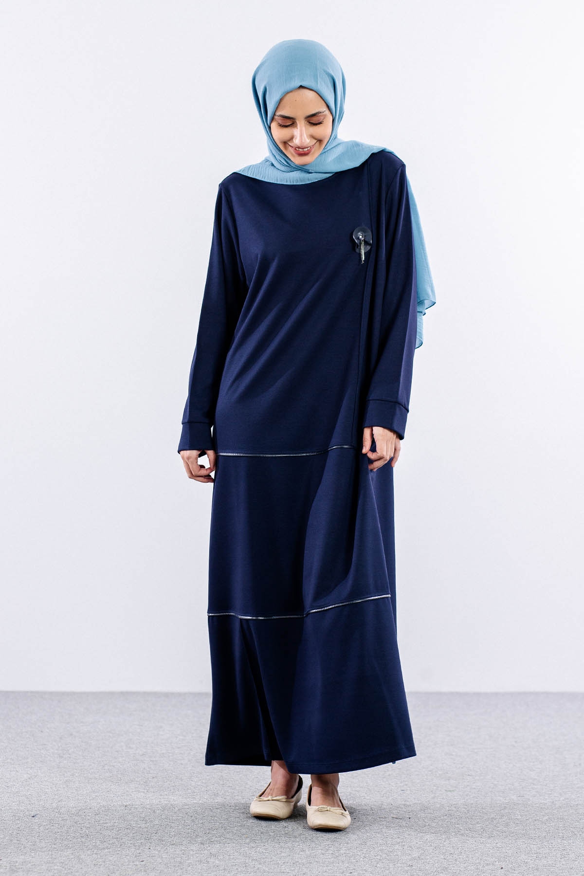 24305 Elbise 44-46-48 - Lacivert - 2