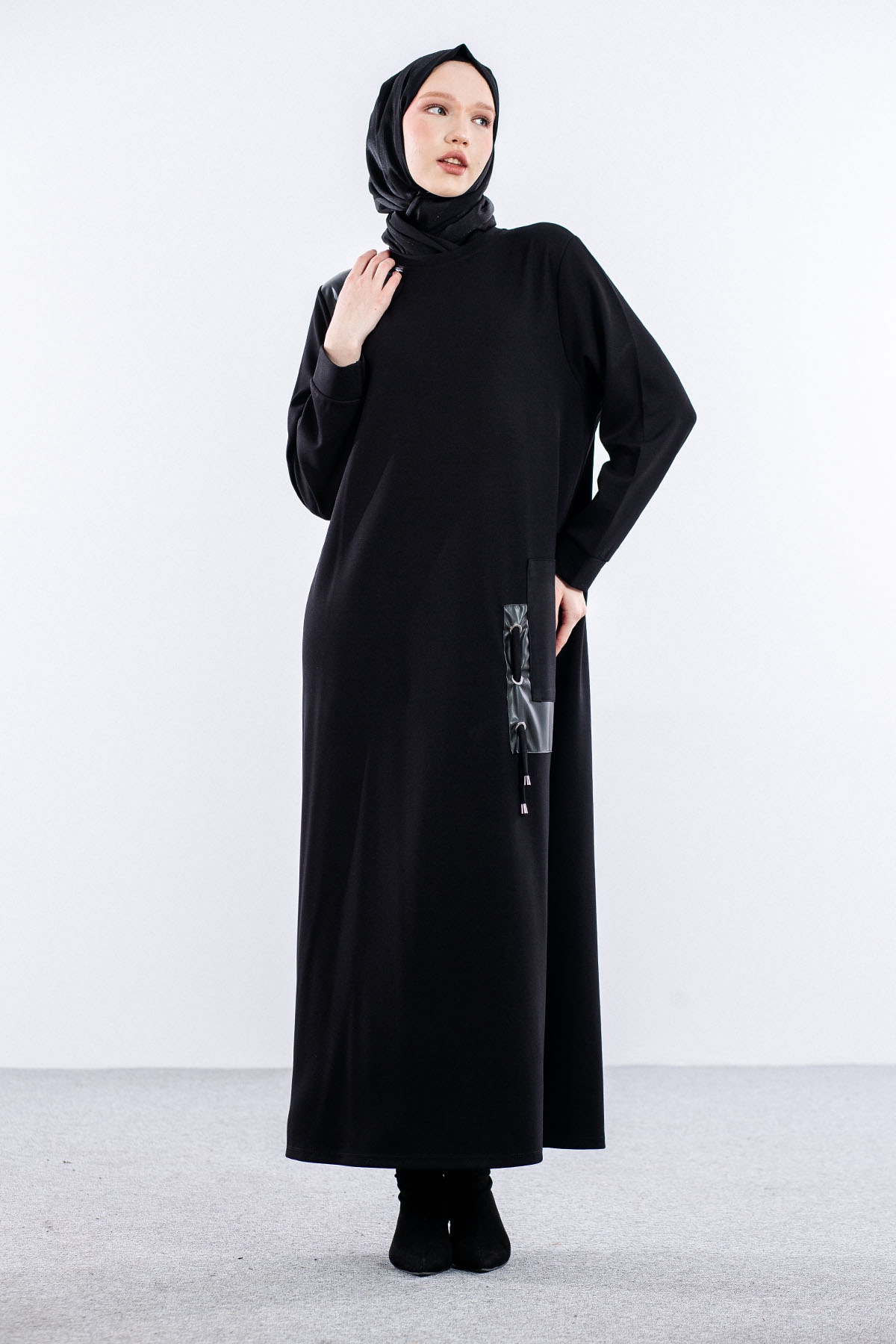 24306 Elbise 44-46-48 - Siyah - 2