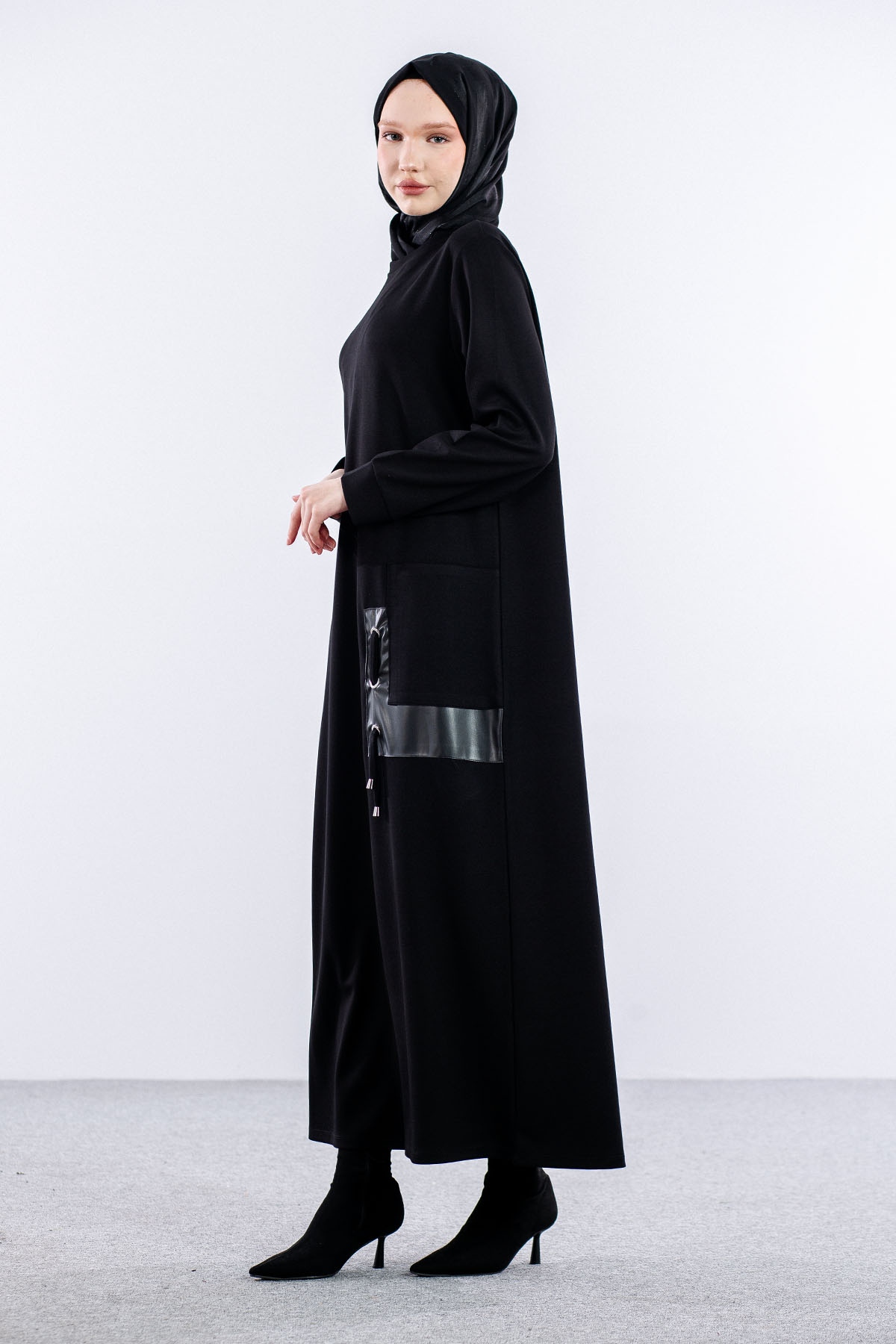 24306 Elbise 44-46-48 - Siyah - 3