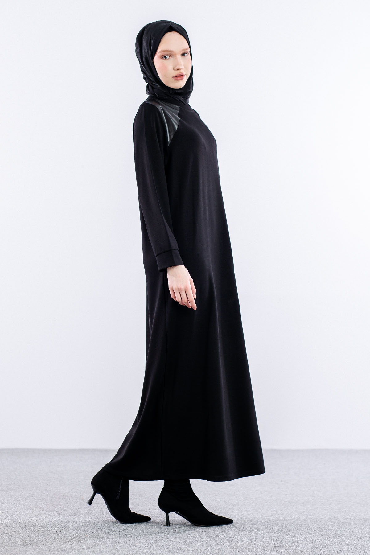 24306 Elbise 44-46-48 - Siyah - 5