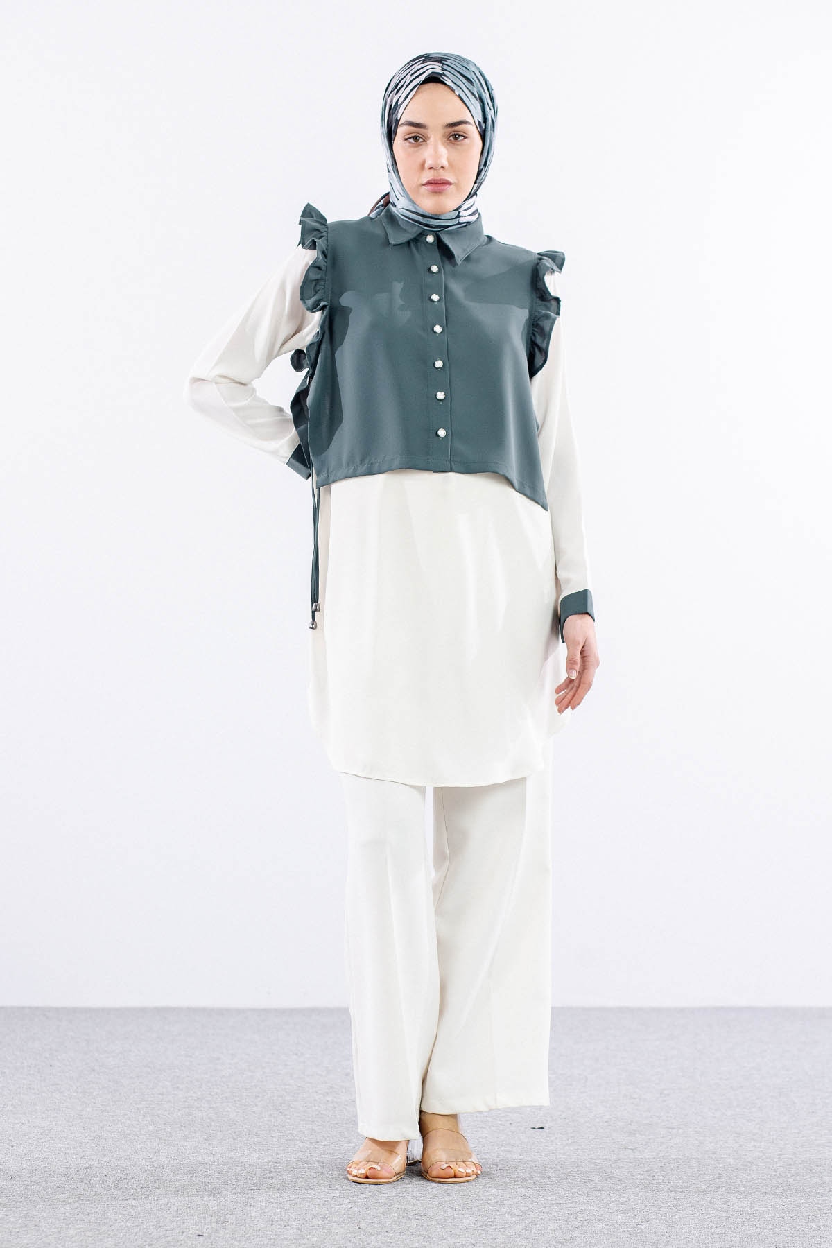 2431 Tunik 42-48 Yeleklı - Haki - 1