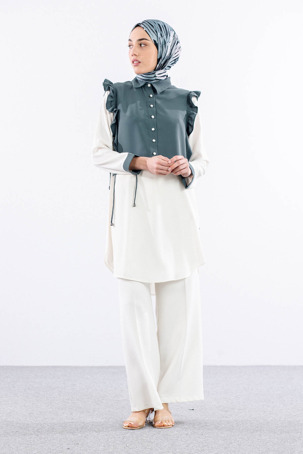 2431 Tunik 42-48 Yeleklı - Haki - 2