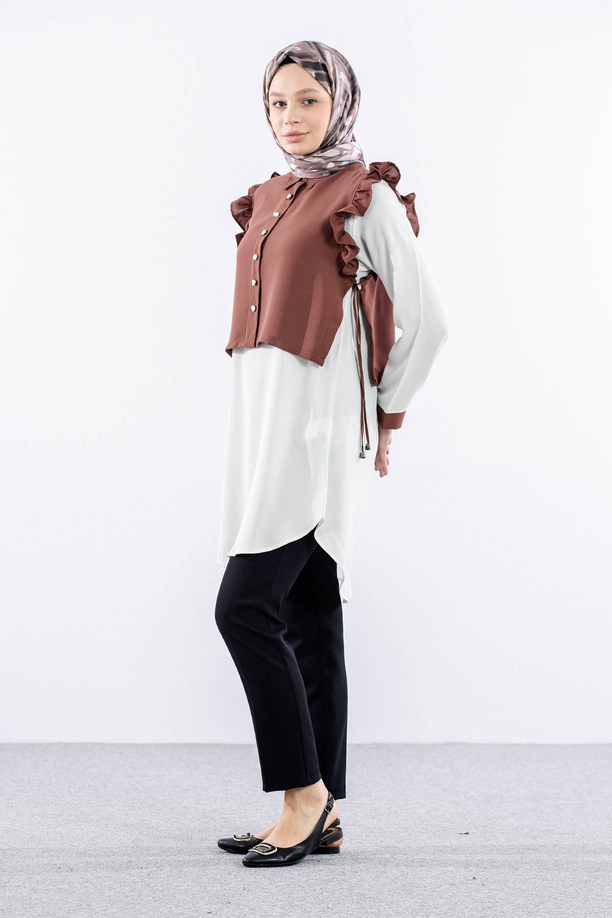 2431 Tunik 42-48 Yeleklı - Kiremit - 3