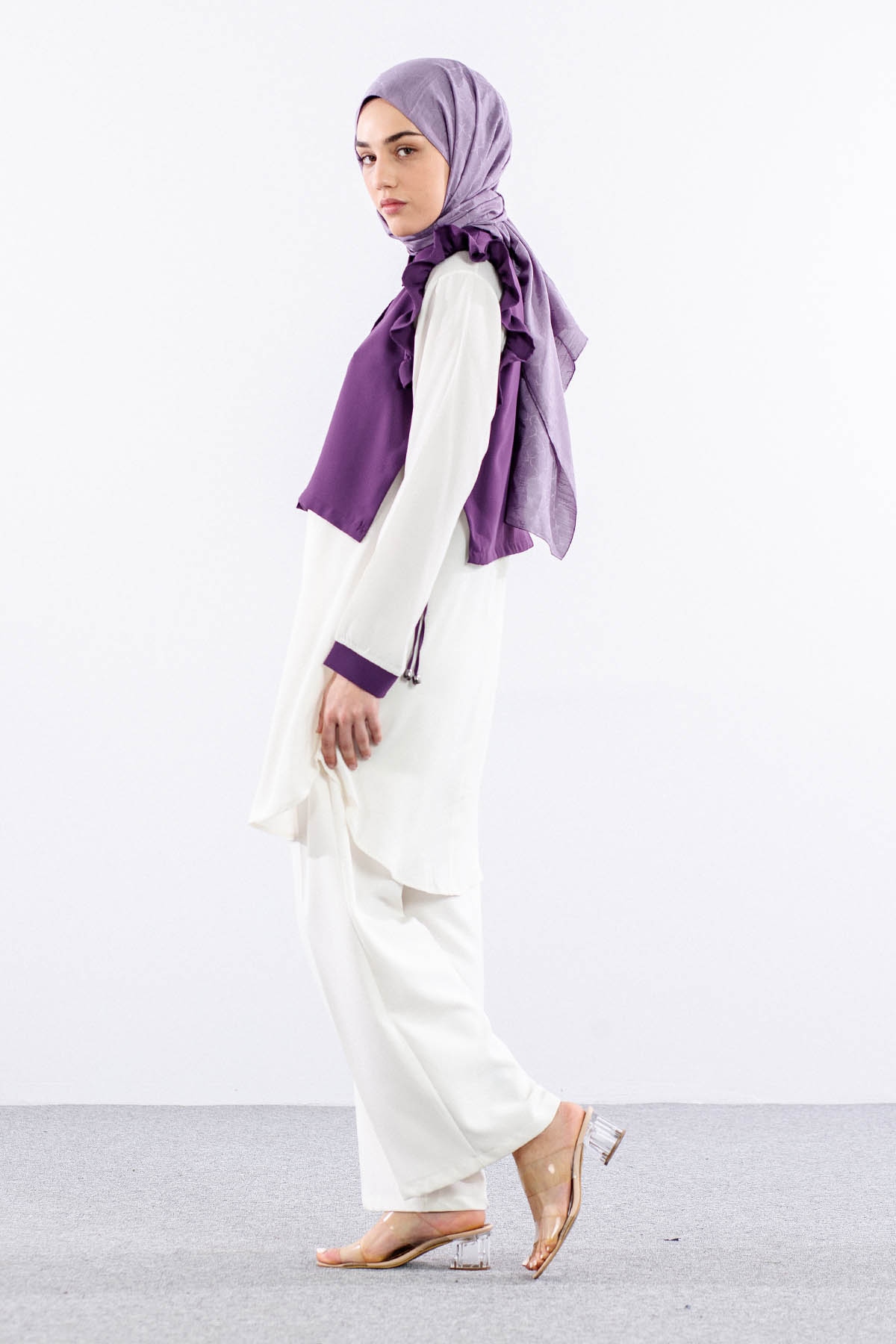 2431 Tunik 42-48 Yeleklı - Lila - 3