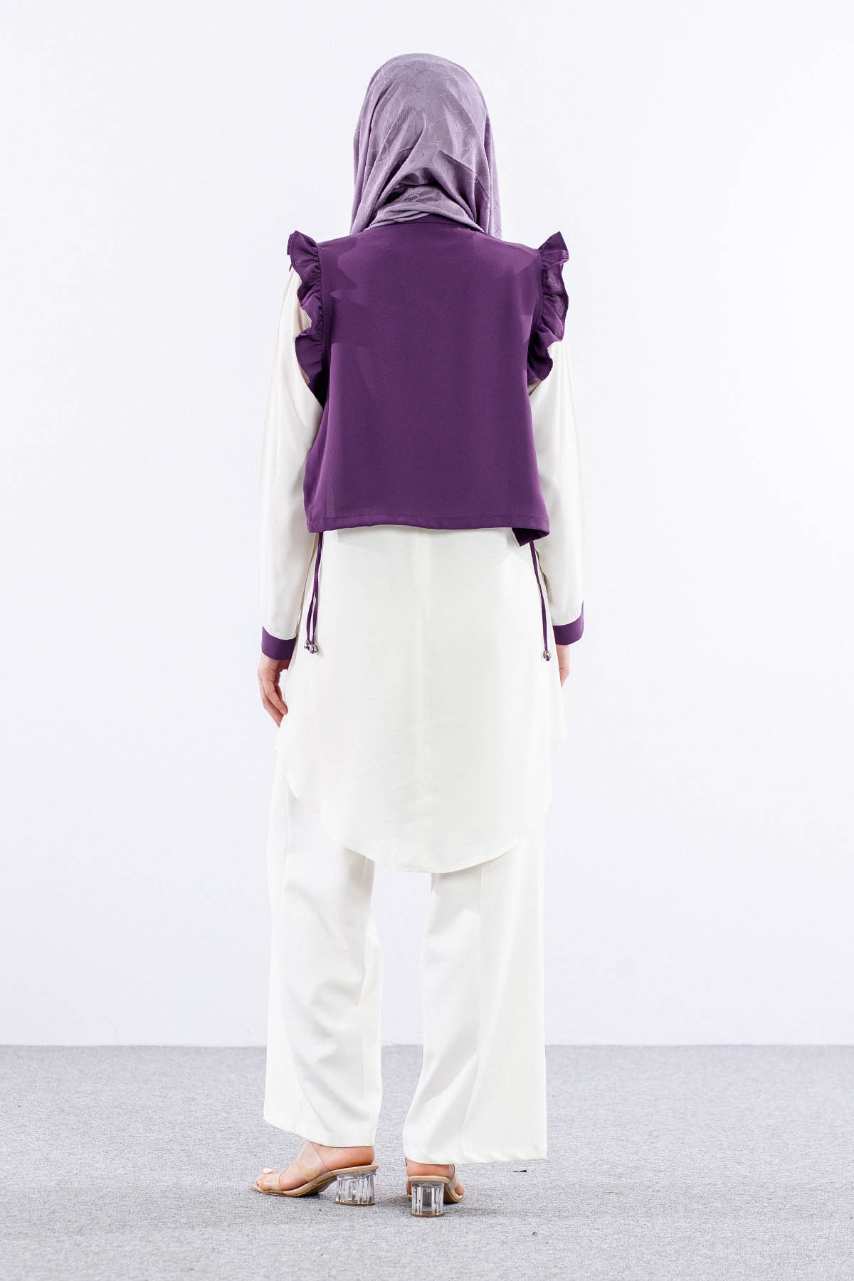 2431 Tunik 42-48 Yeleklı - Lila - 5