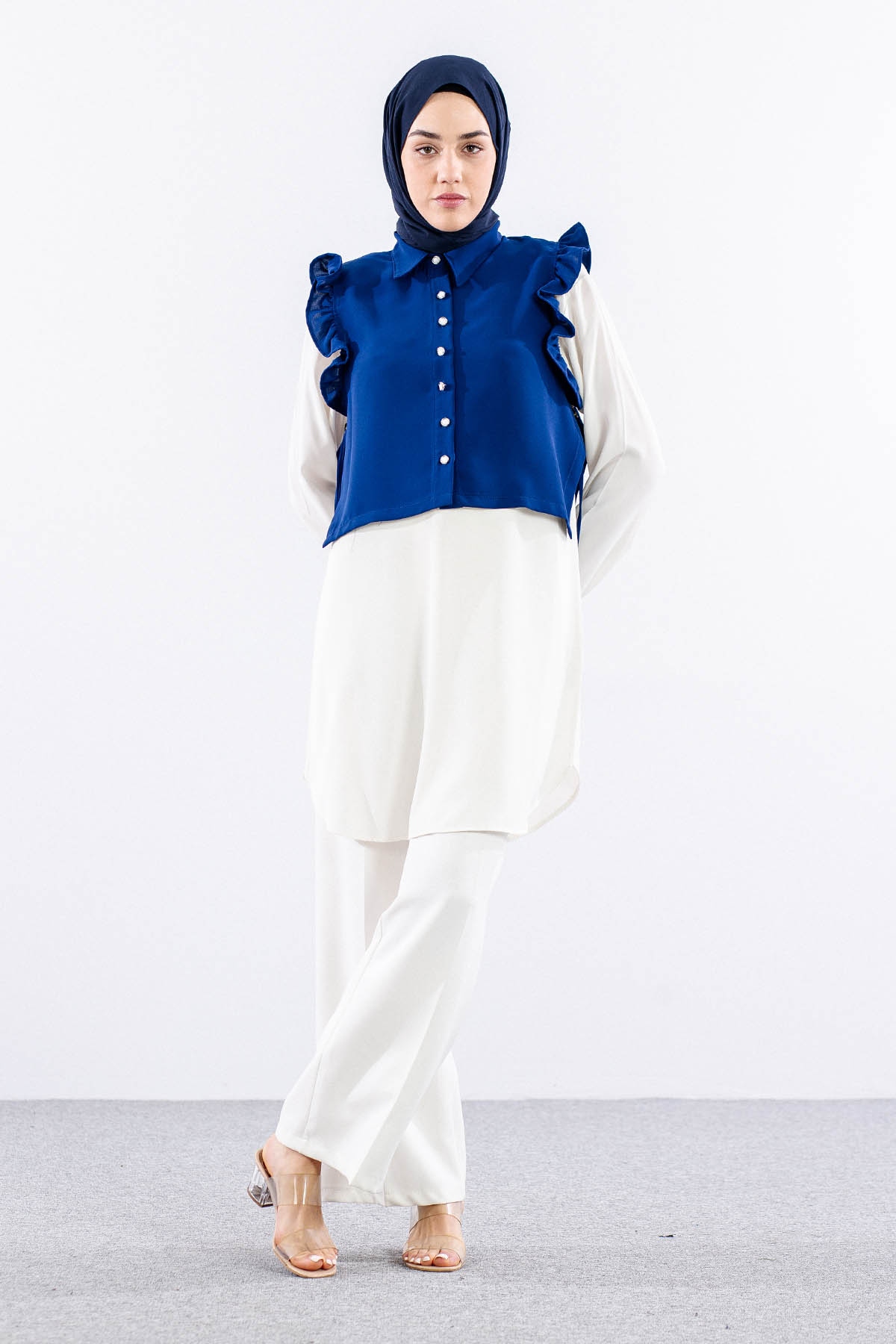 2431 Tunik 42-48 Yeleklı - Sax - 1