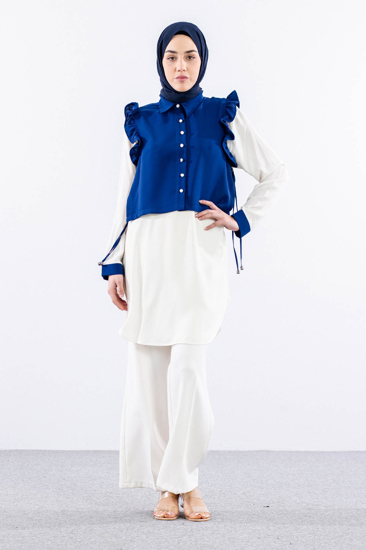 2431 Tunik 42-48 Yeleklı - Sax - 2