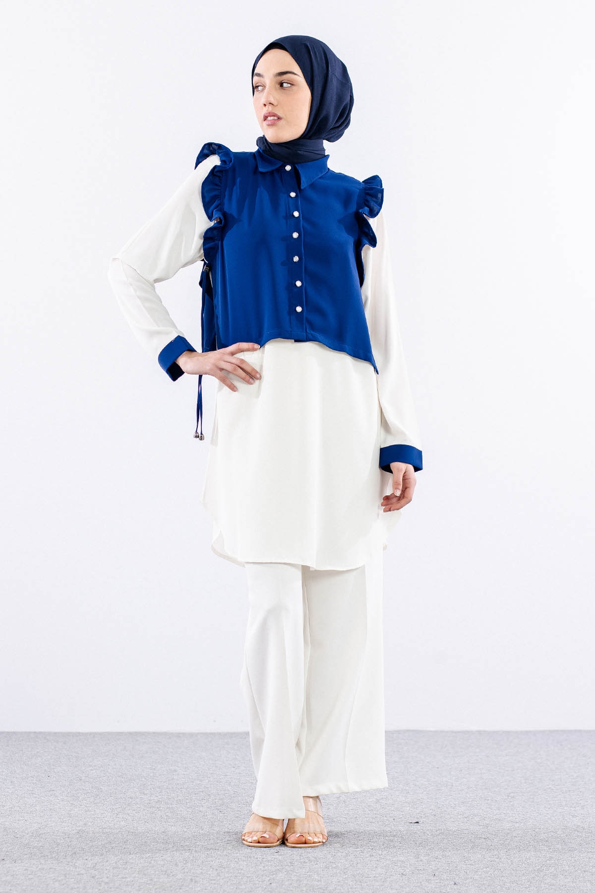 2431 Tunik 42-48 Yeleklı - Sax - 3