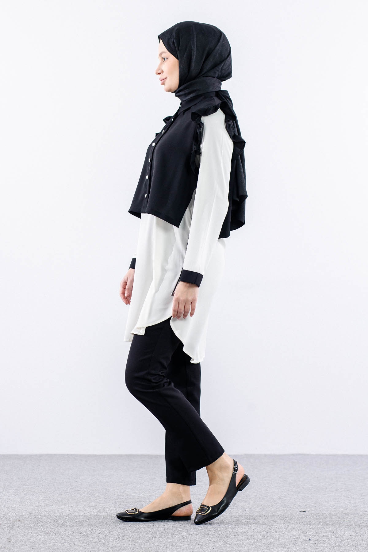 2431 Tunik 42-48 Yeleklı - Siyah - 4