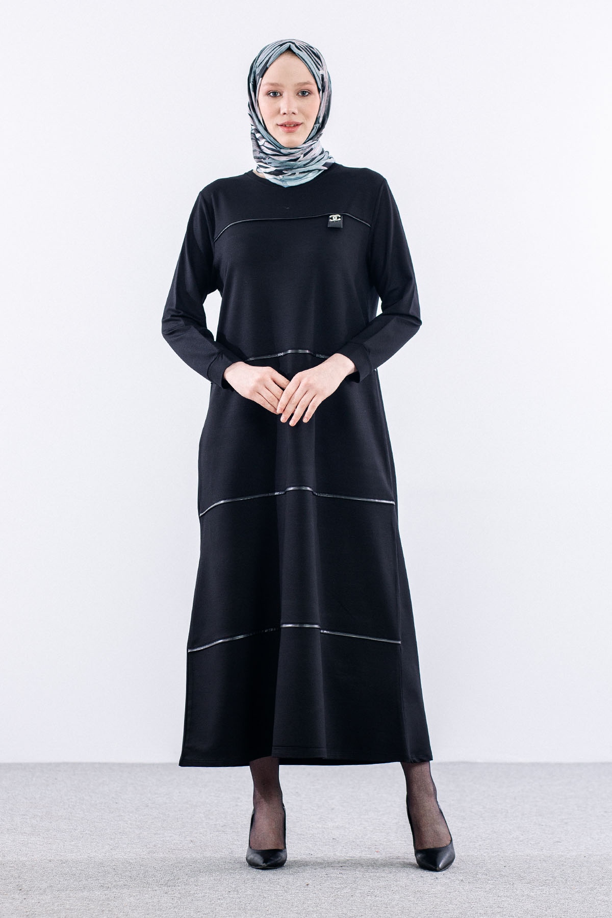 24316 Elbise 44-46-48 - Siyah - 1