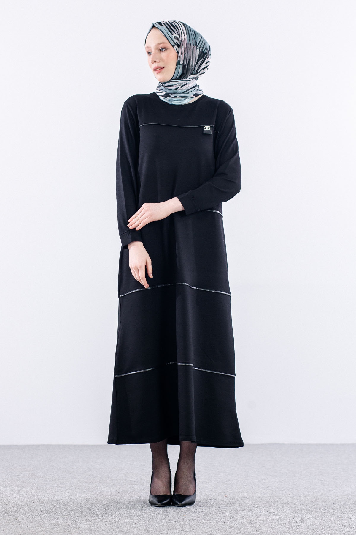 24316 Elbise 44-46-48 - Siyah - 2