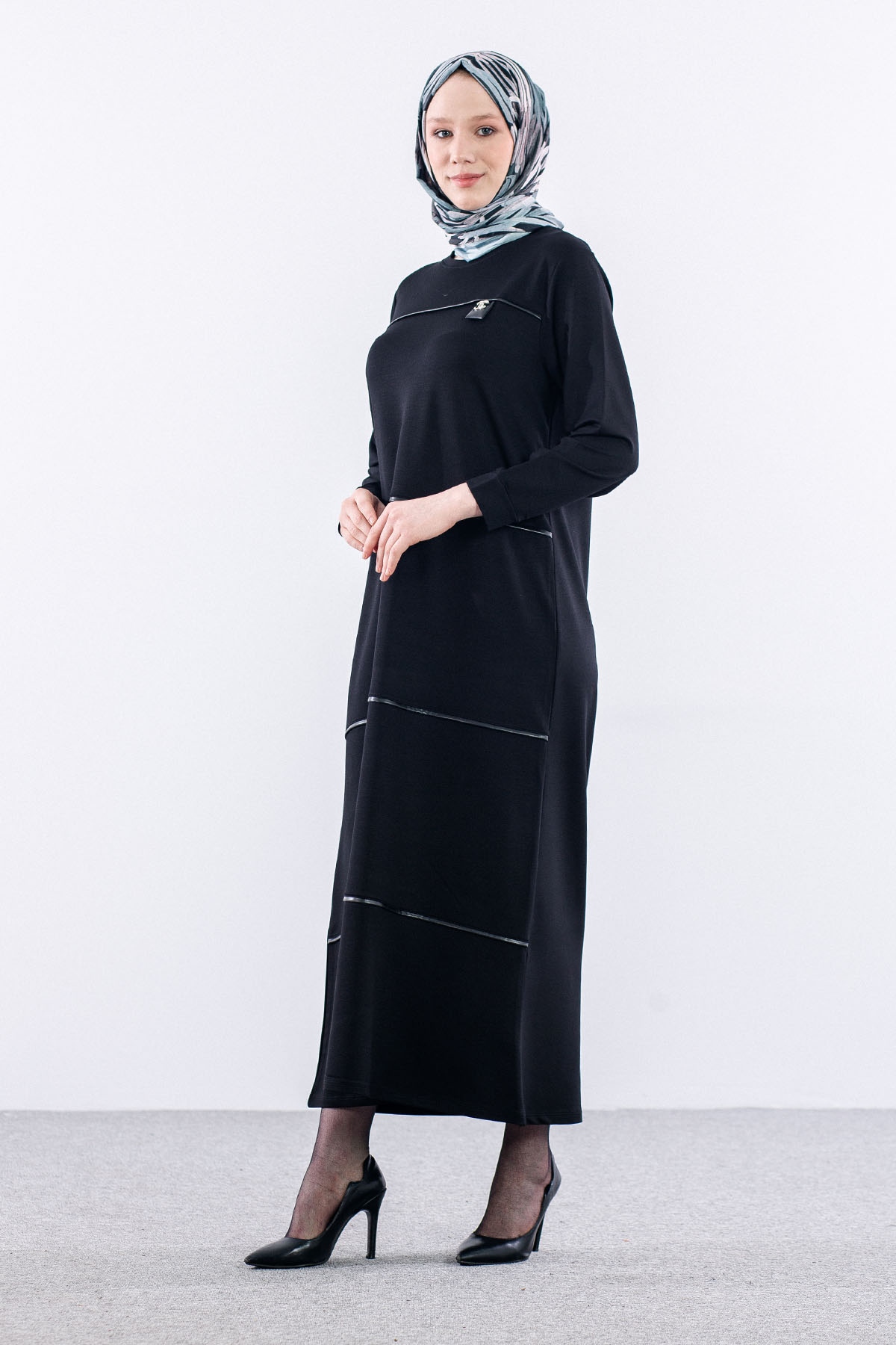 24316 Elbise 44-46-48 - Siyah - 4