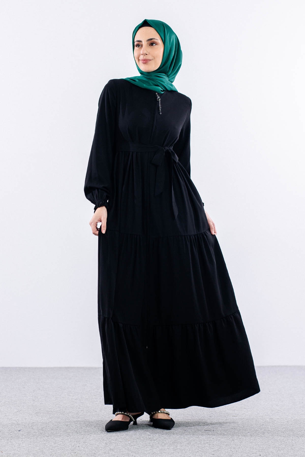 2454 Ferace 38-48 - Siyah - 2