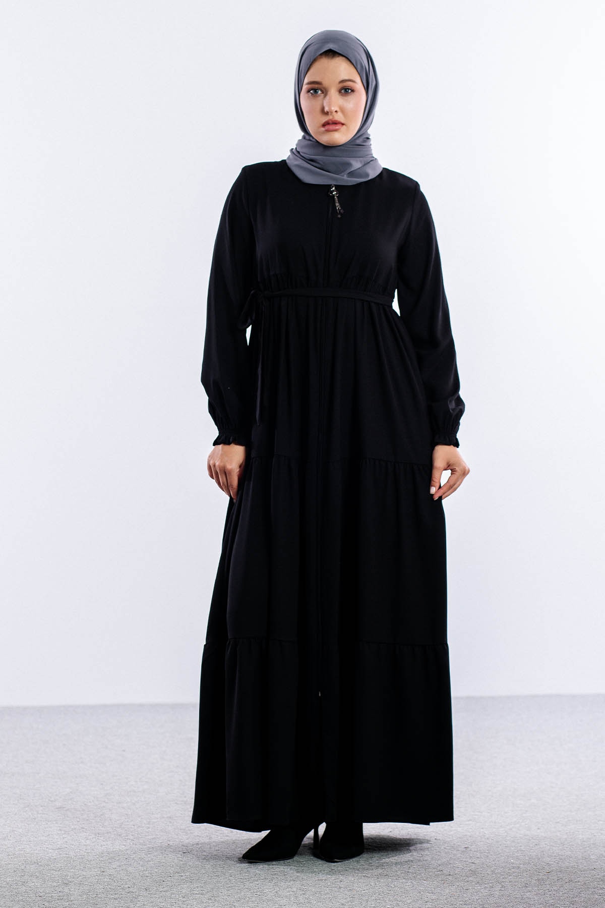 2454 Ferace 38-48 Yaz Bel Buzgu - Siyah - 1