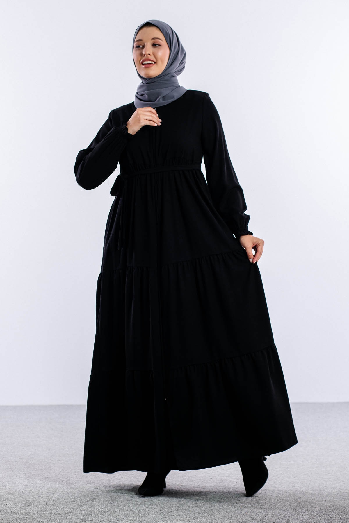 2454 Ferace 38-48 Yaz Bel Buzgu - Siyah - 2