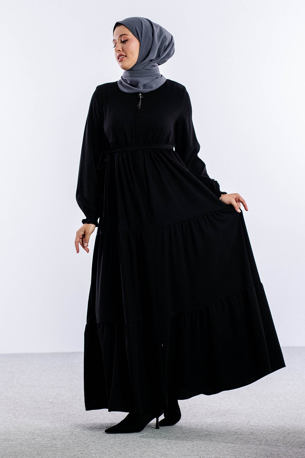 2454 Ferace 38-48 Yaz Bel Buzgu - Siyah - 4