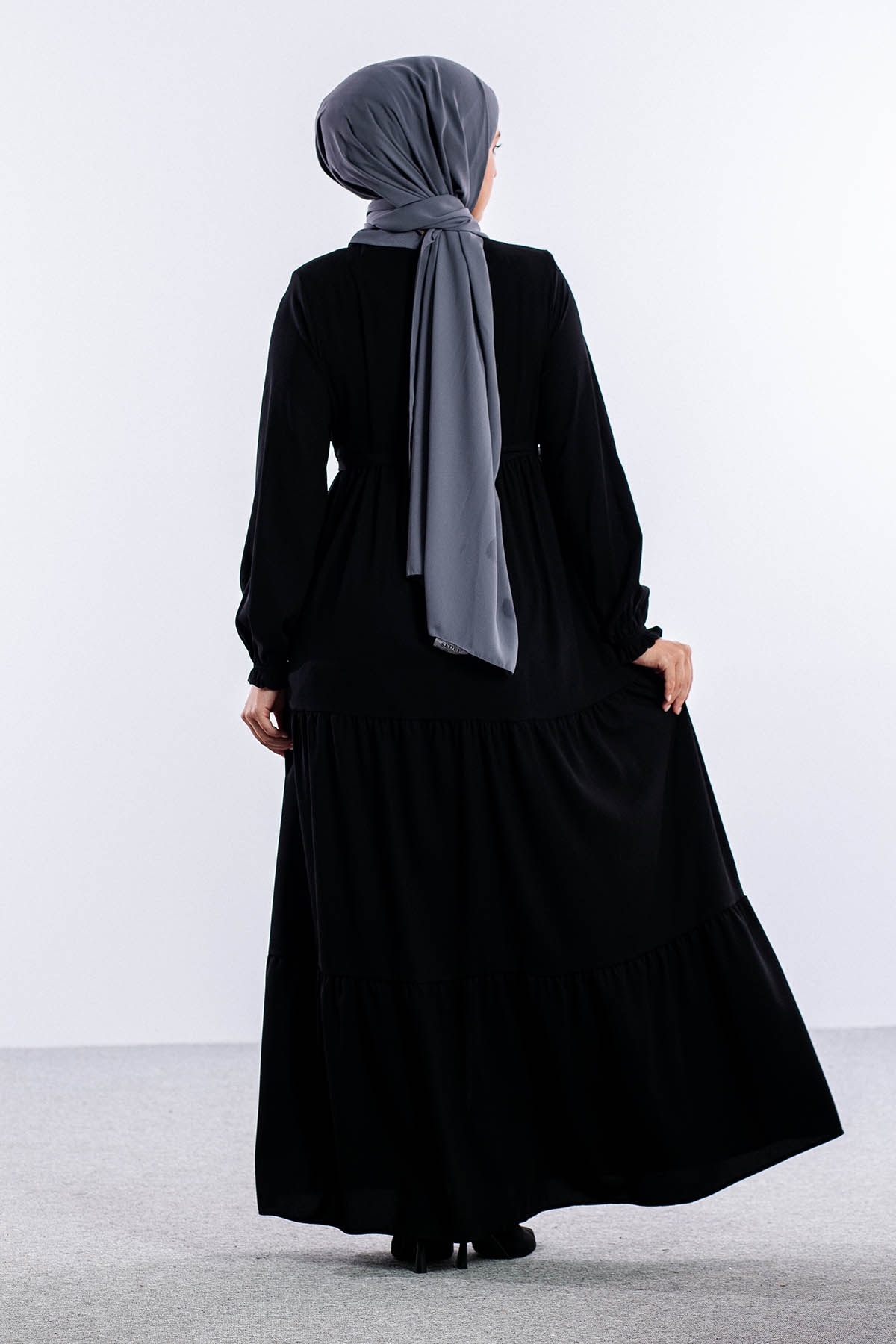 2454 Ferace 38-48 Yaz Bel Buzgu - Siyah - 5