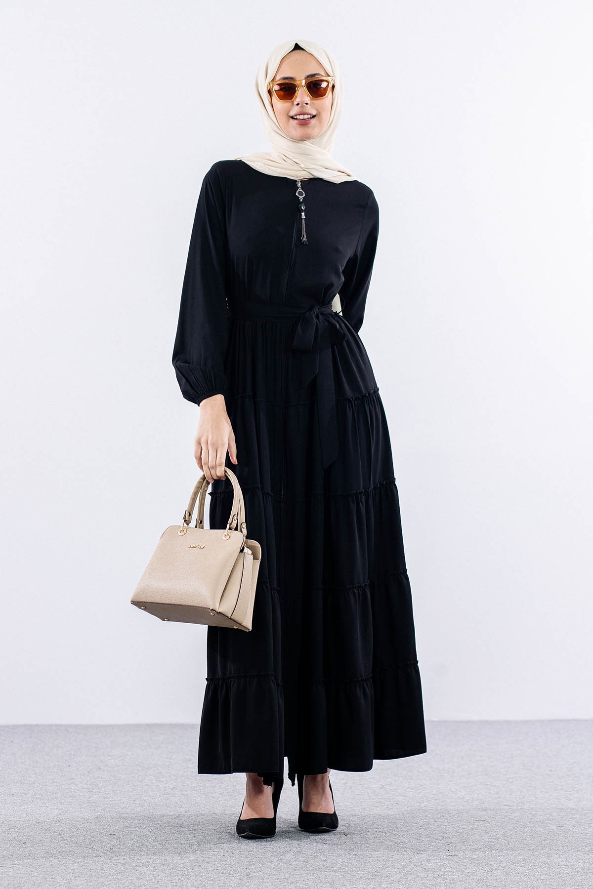 2455 Ferace 38-48 Katli - Siyah - 2