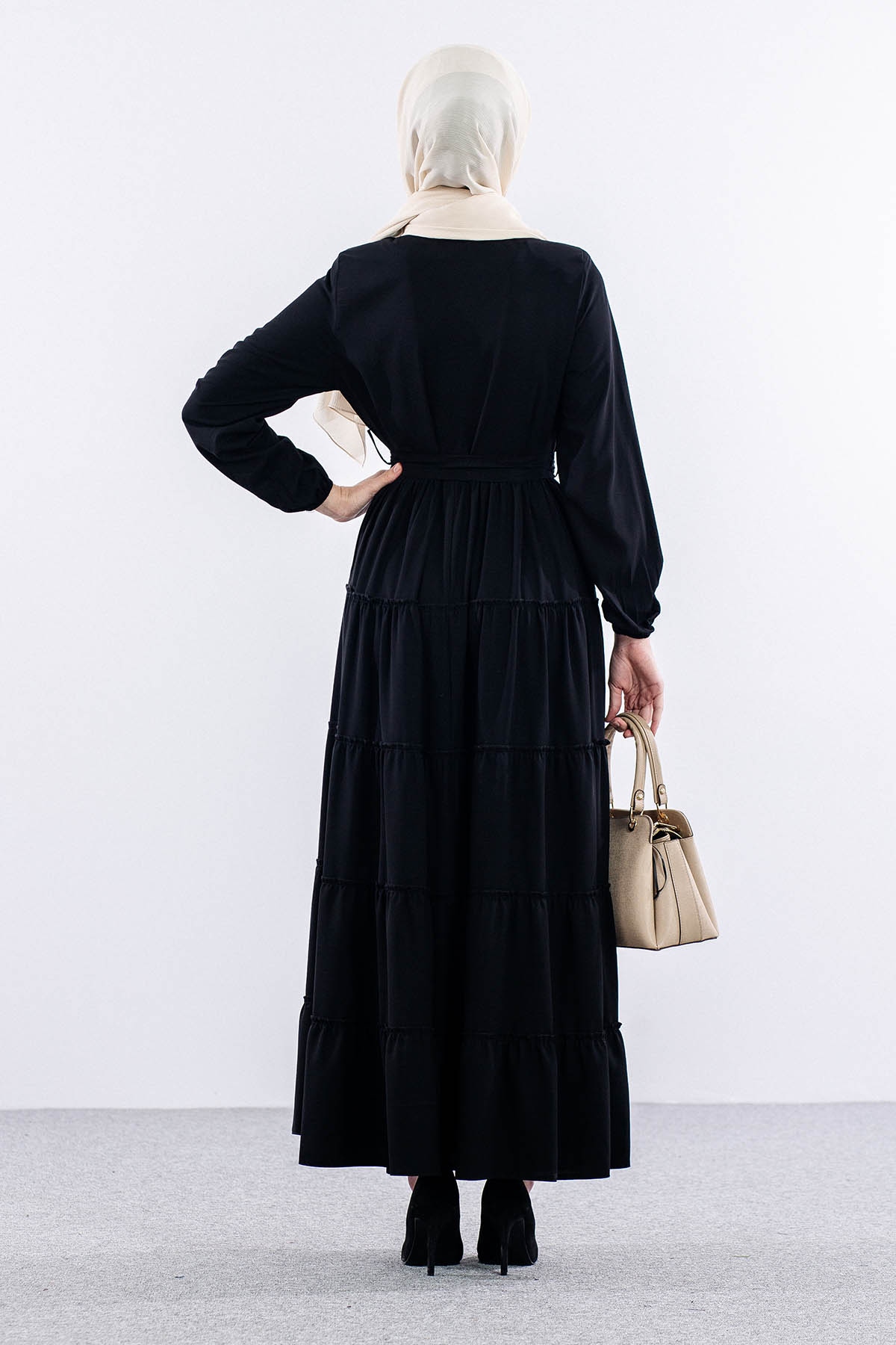 2455 Ferace 38-48 Katli - Siyah - 5