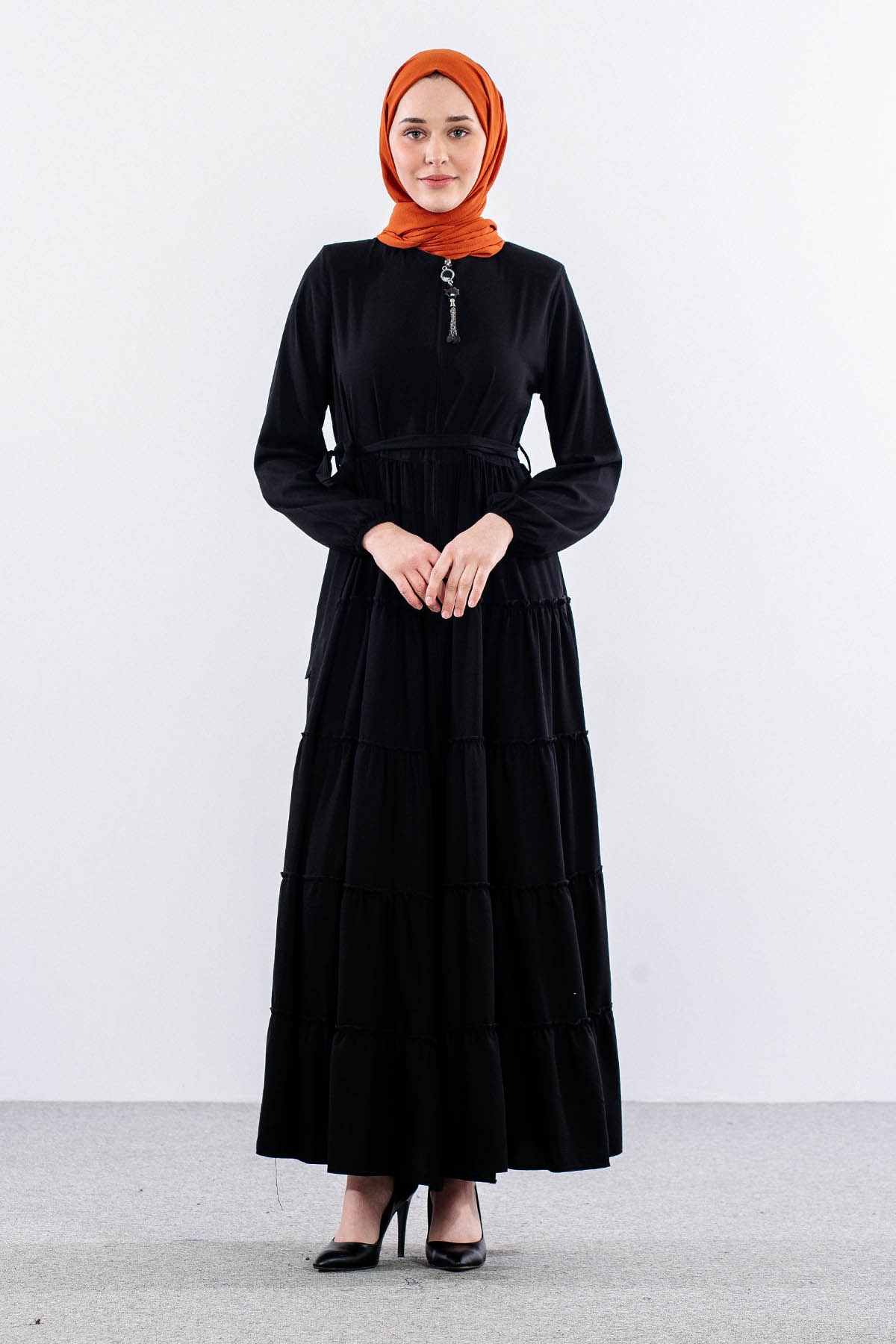 2455 Ferace 38-52 5 Katli - Siyah - 1