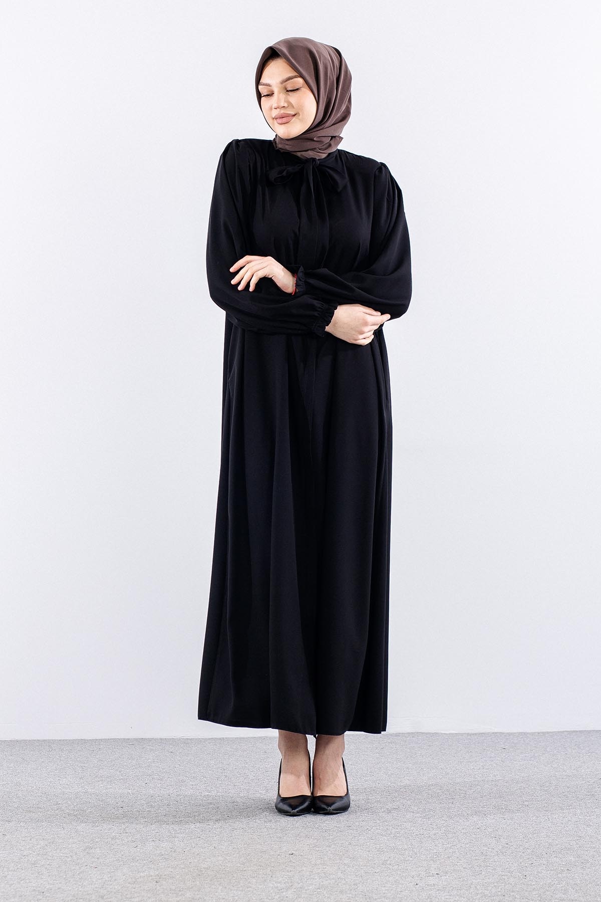 2464 Ferace 38-48 Medine Ipegi - Siyah - 2