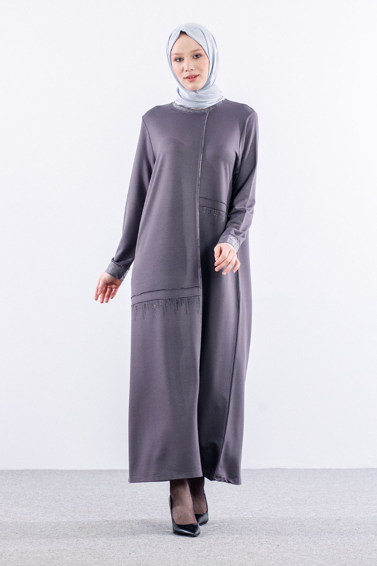 25112 Elbise 44-46-48 - Gri - 1