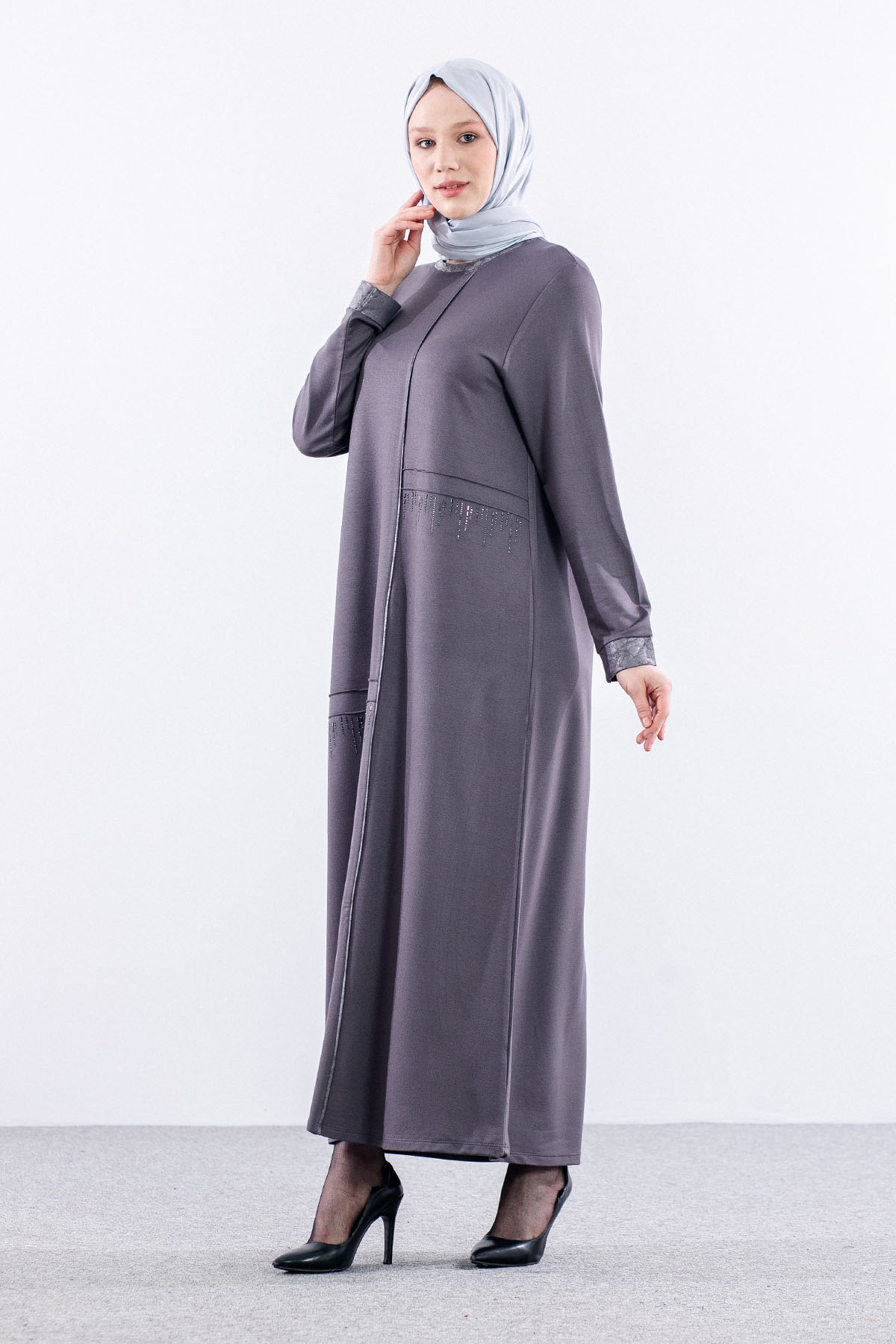 25112 Elbise 44-46-48 - Gri - 4