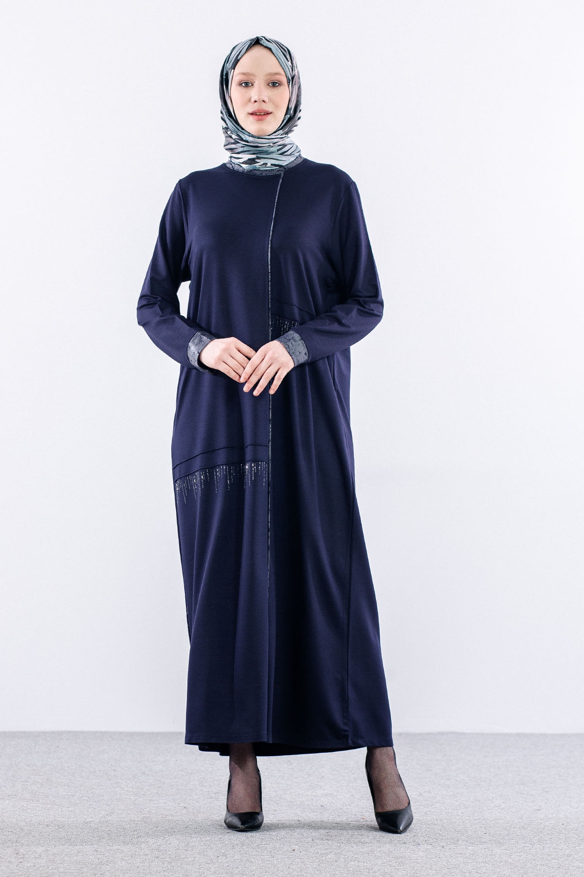 25112 Elbise 44-46-48 - Lacivert - 1