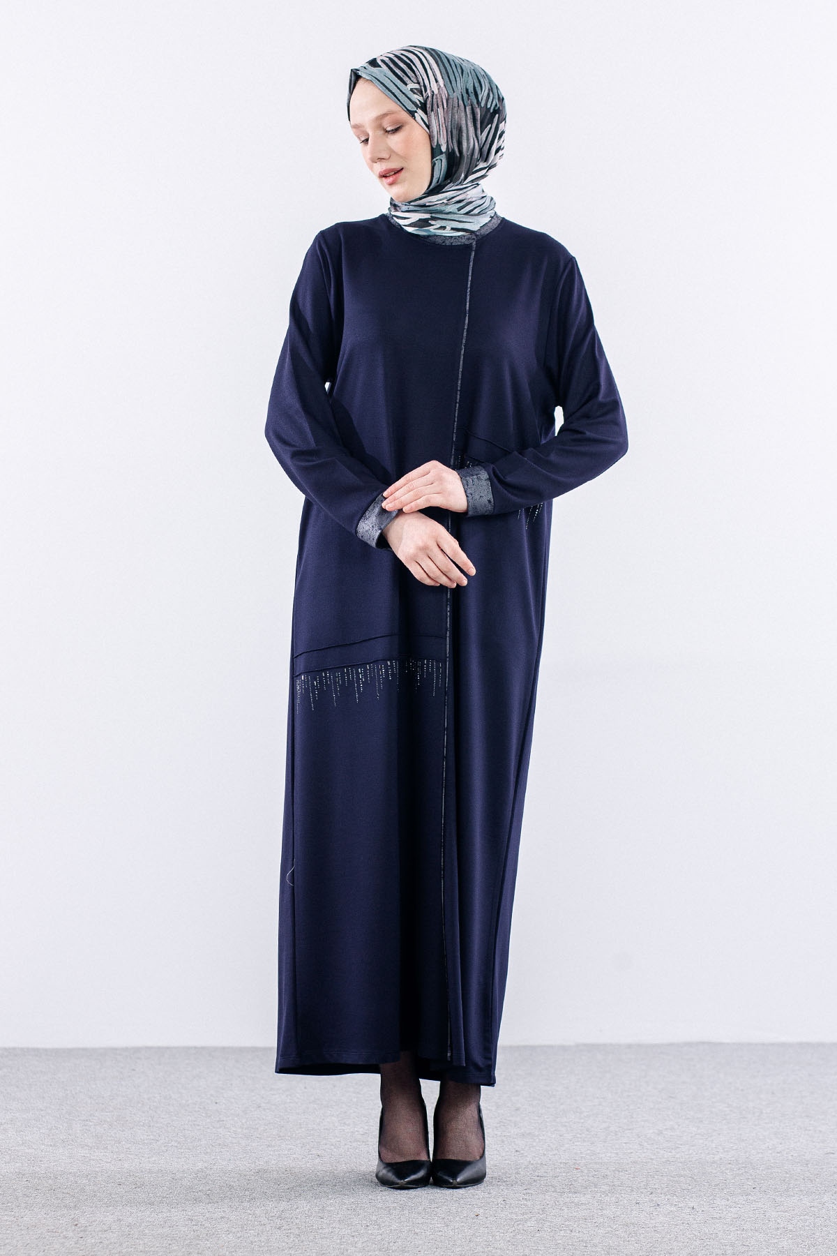 25112 Elbise 44-46-48 - Lacivert - 2