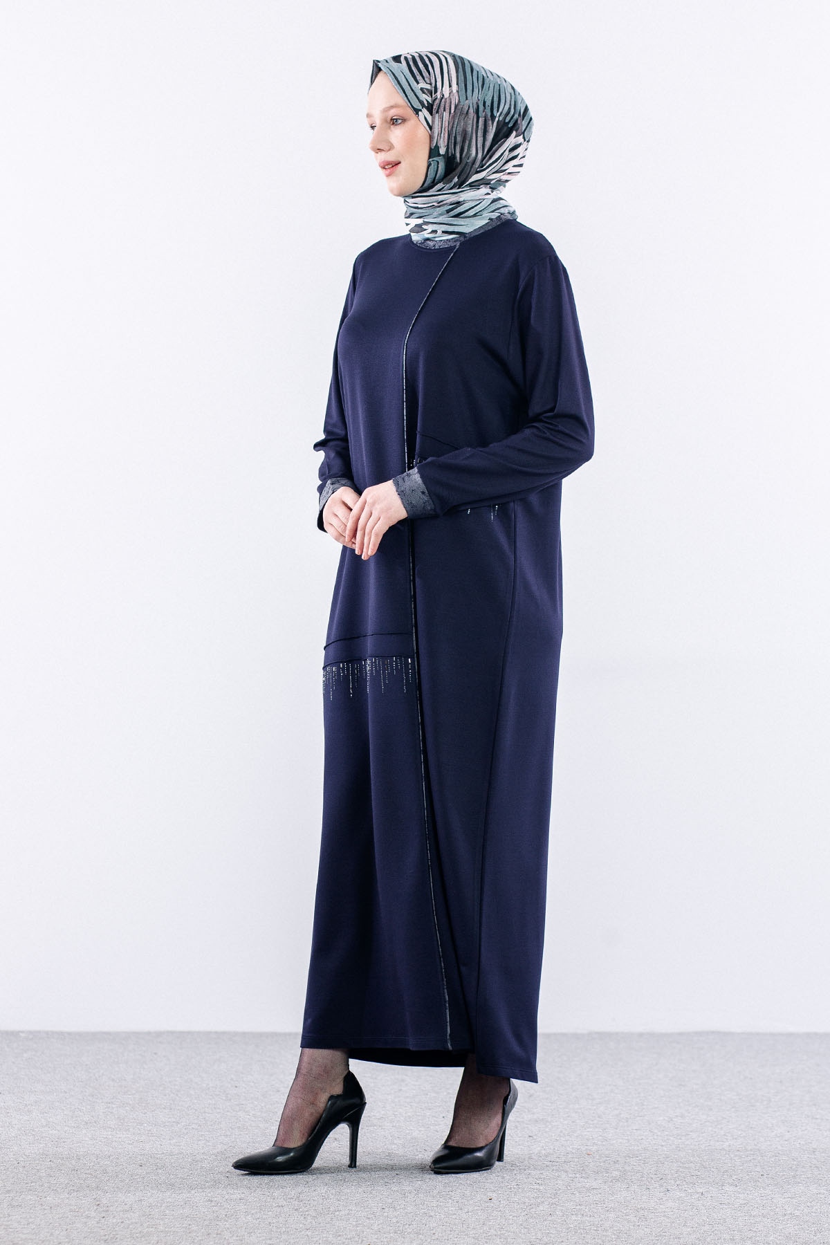 25112 Elbise 44-46-48 - Lacivert - 3