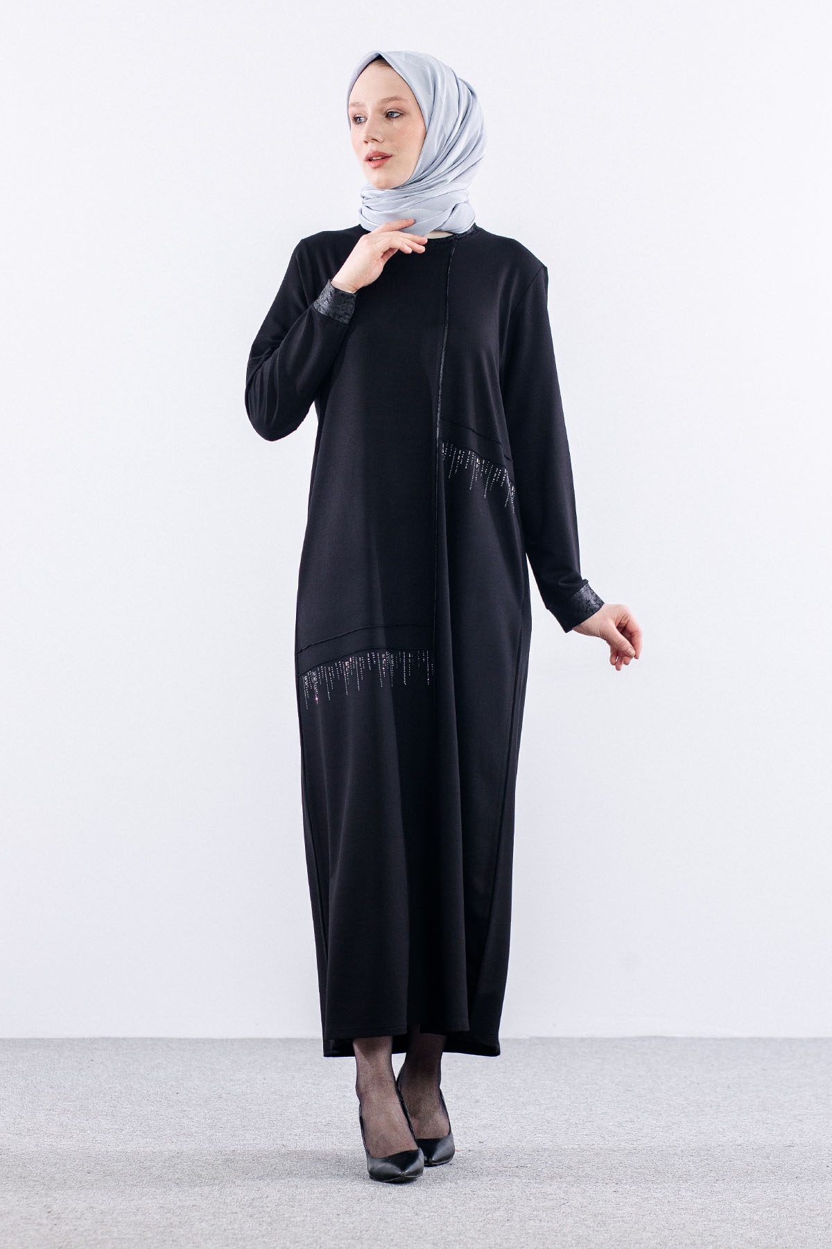 25112 Elbise 44-46-48 - Siyah - 2