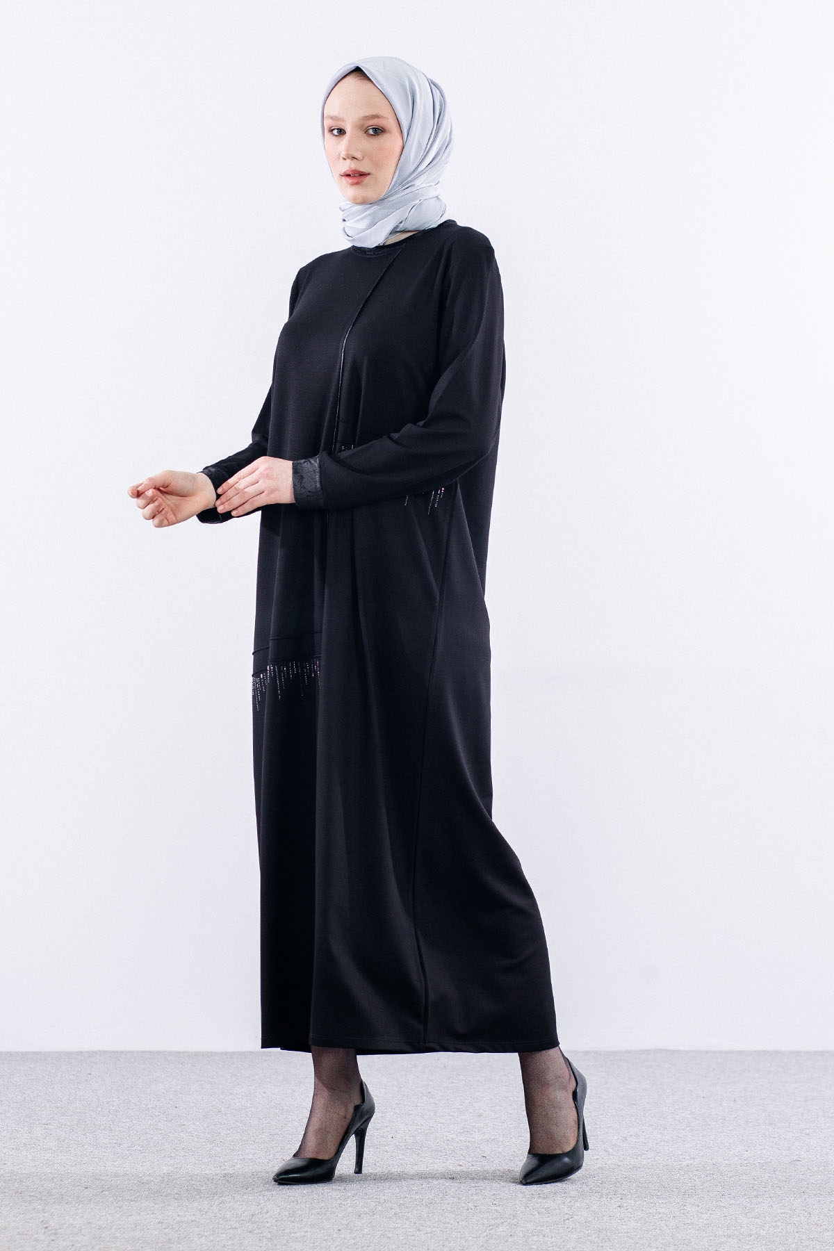 25112 Elbise 44-46-48 - Siyah - 3