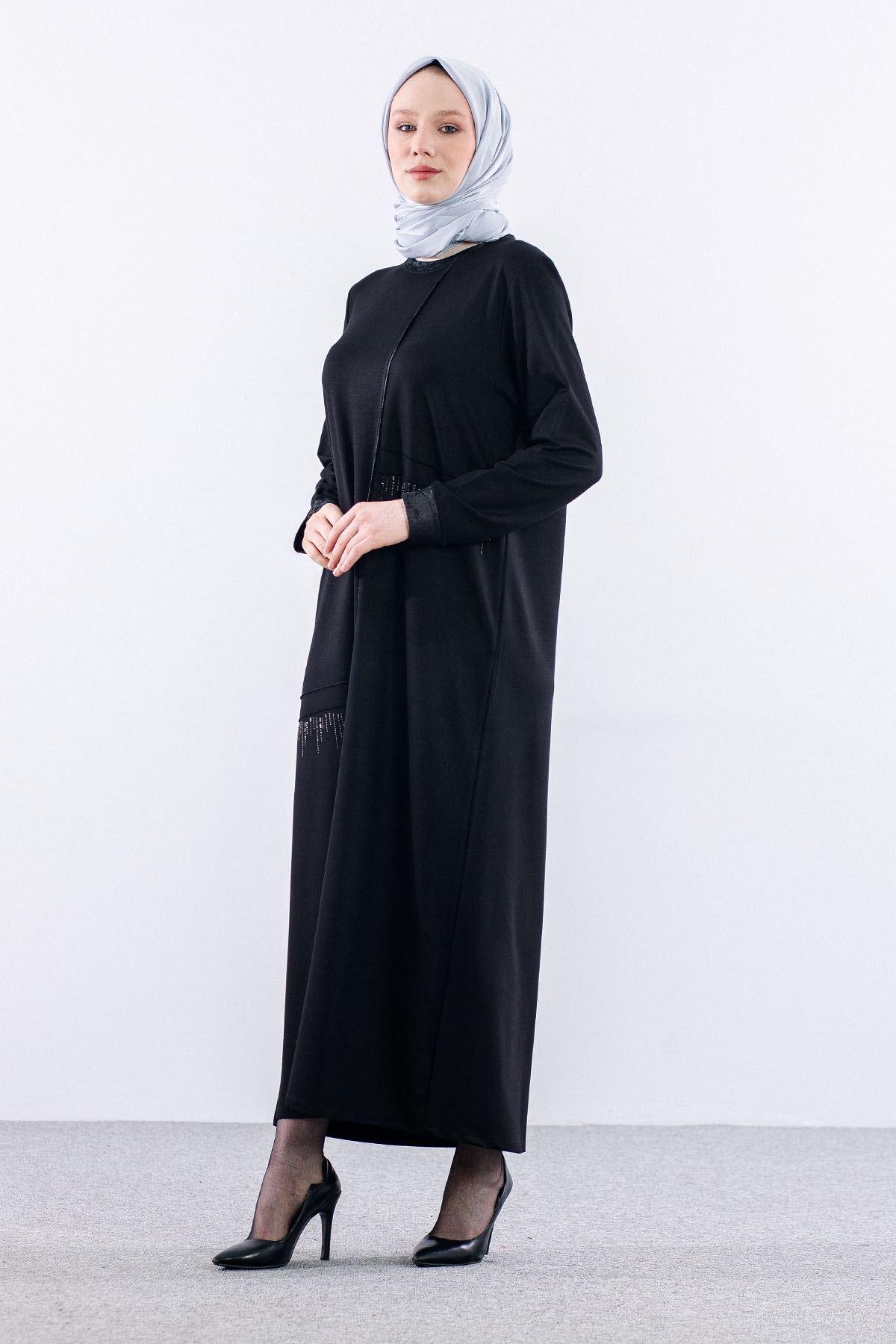 25112 Elbise 44-46-48 - Siyah - 4