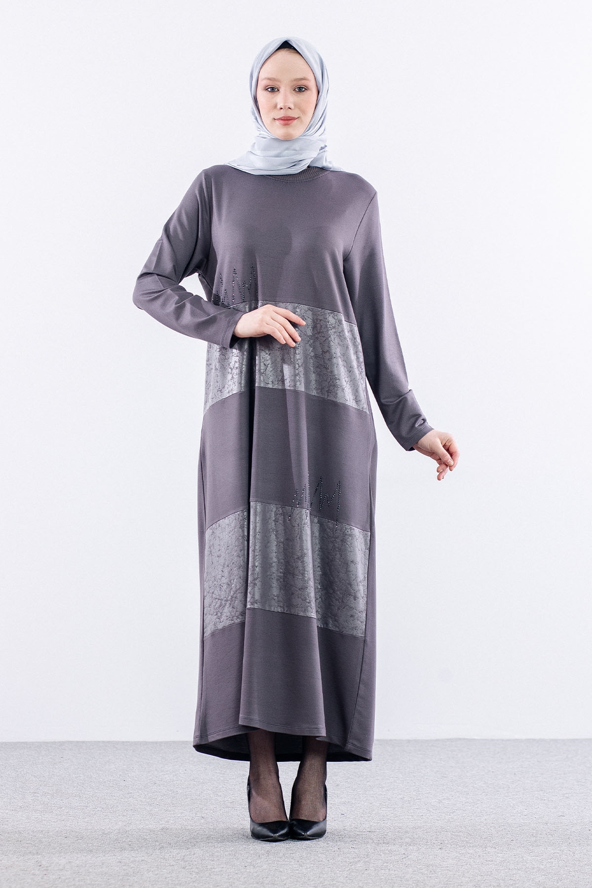 25113 Elbise 44-46-48 - Gri - 2