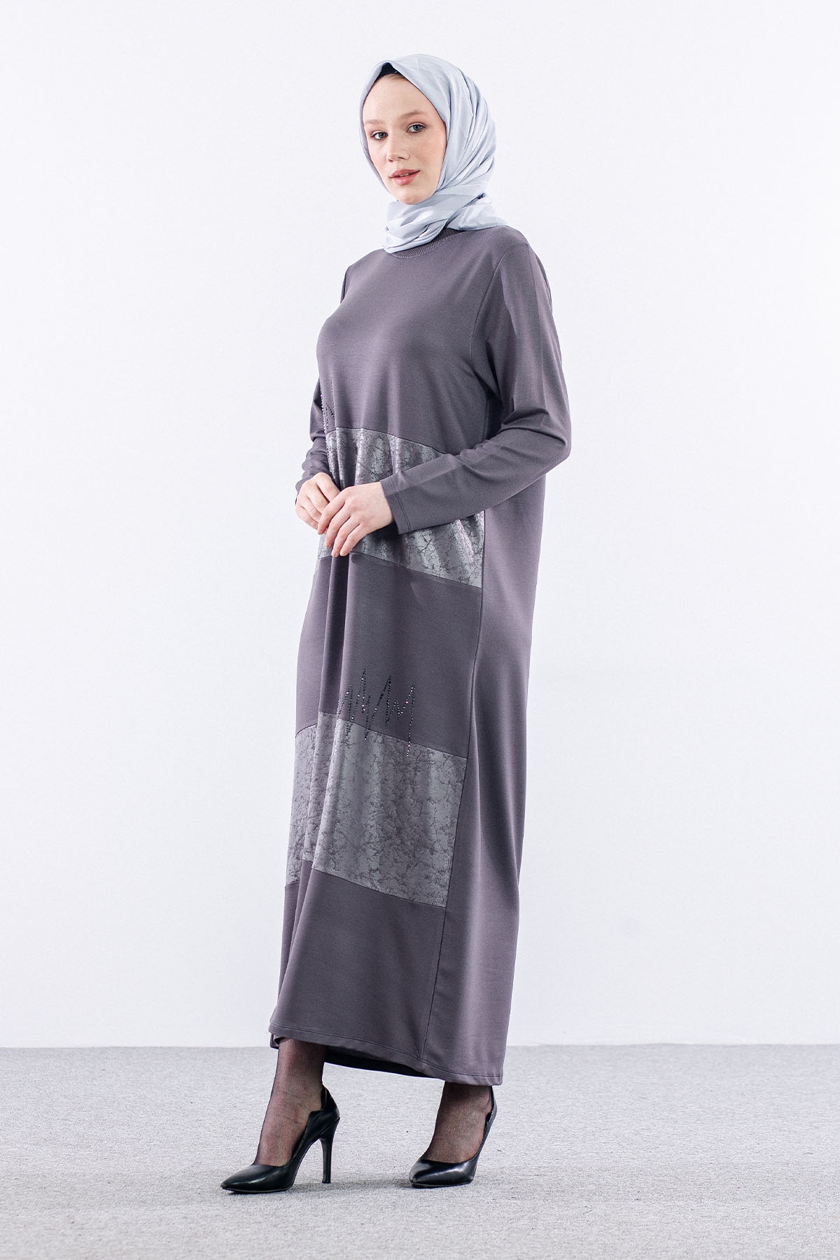 25113 Elbise 44-46-48 - Gri - 4