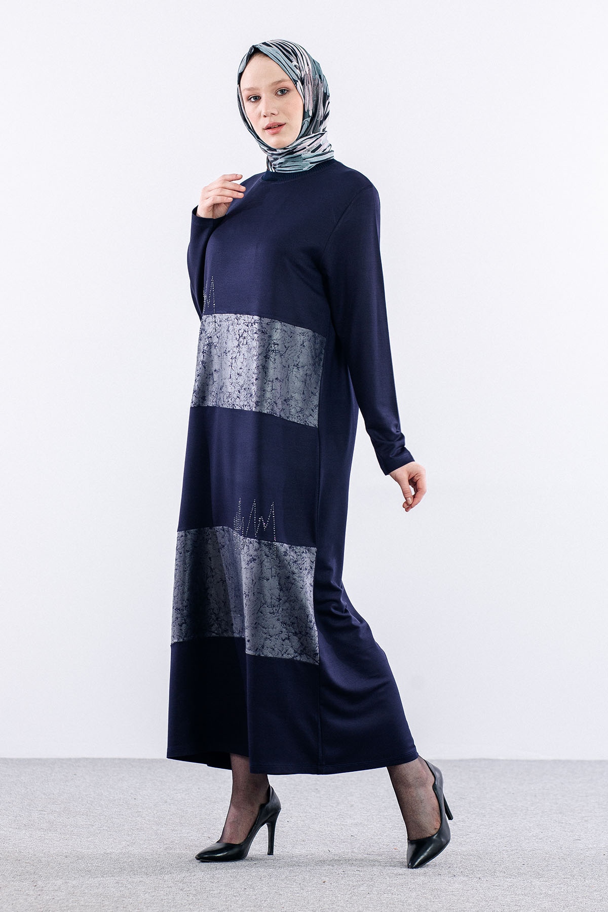 25113 Elbise 44-46-48 - Lacivert - 3