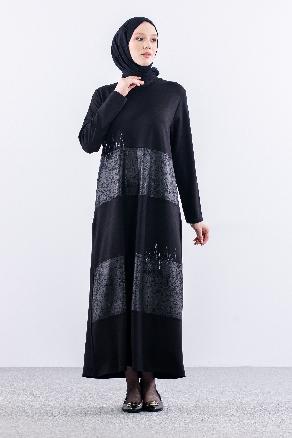 25113 Elbise 44-46-48 - Siyah - 2