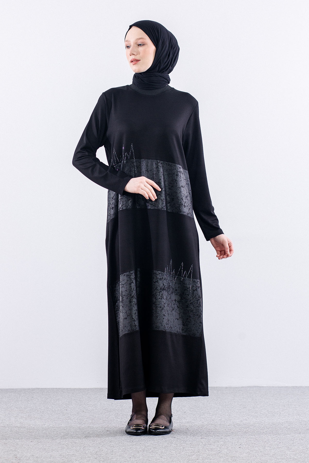 25113 Elbise 44-46-48 - Siyah - 3